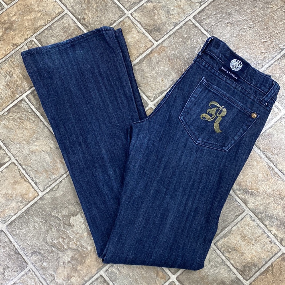 Rock and Republic Jagger Jeans Wide Leg, Dark Blue Wash